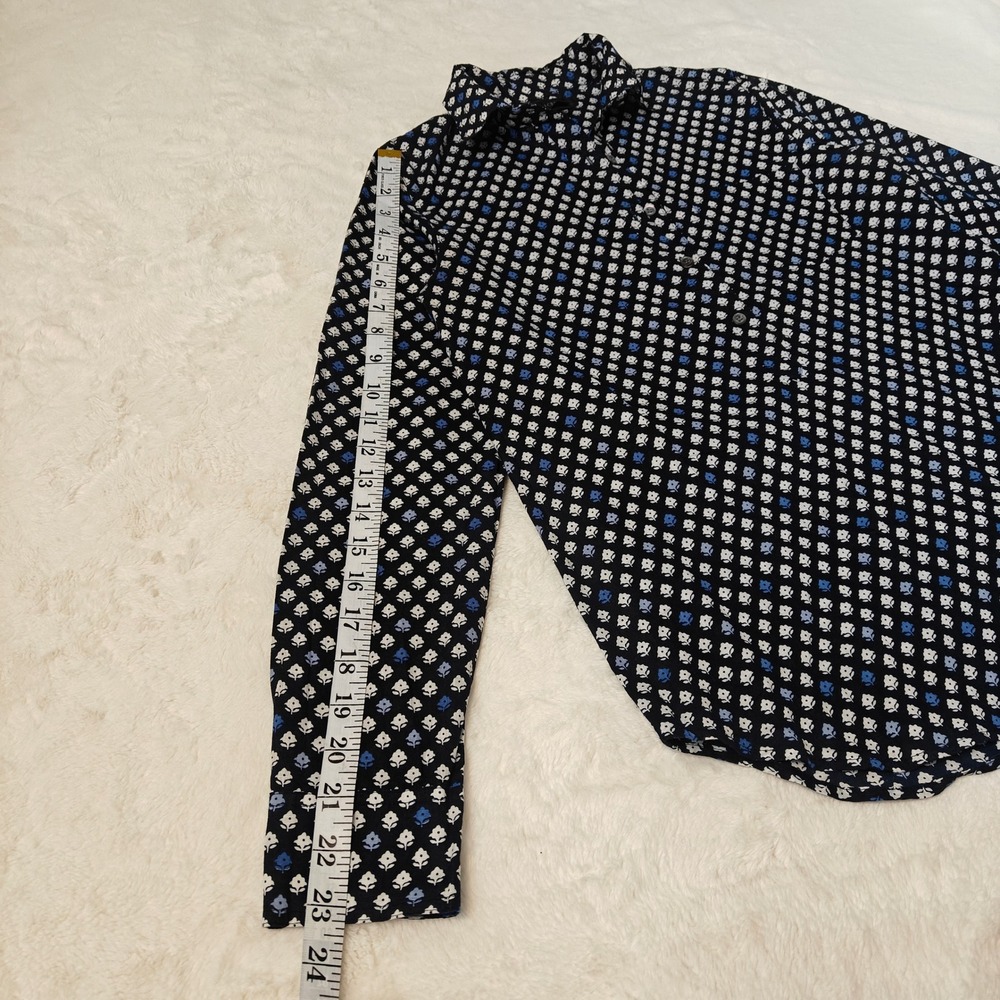 J.Crew Womens Floral Blouse Navy Blue 100% Cotton Popover Collared Shirt Size 0 - Picture 5 of 7